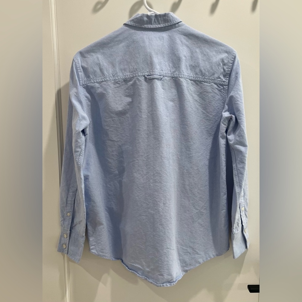 like new quince organic cotton relaxed oxford button up shirt pale blue XS - Picture 2 of 13